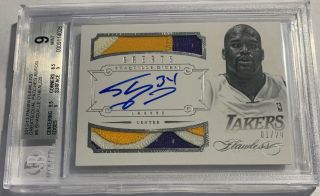 2012 Flawless Shaquille O’neal Greats Dual Patch Auto 1/20 = 1/1 Bgs 9 9