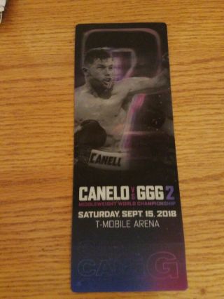 Canelo Vs Ggg 2 Hologram Boxing Ticket Full Ticket Sept.  15 2018 (one Ticket).