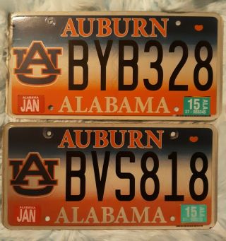 2 Alabama Auburn University College Collegiate License Plate Car Tags 2015
