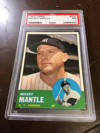 1963 Topps Mickey Mantle 200 Psa 7 Nrmt Very High End 50/50 Centered