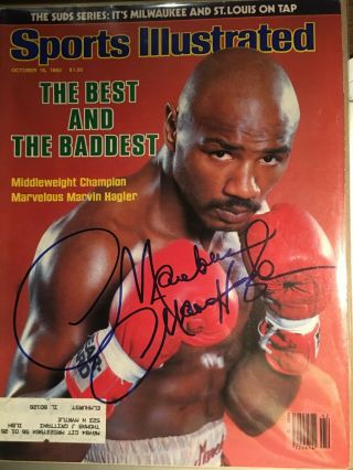 Autographed Sports Illustrated Boxing Hof Marvelous Marvin Hagler