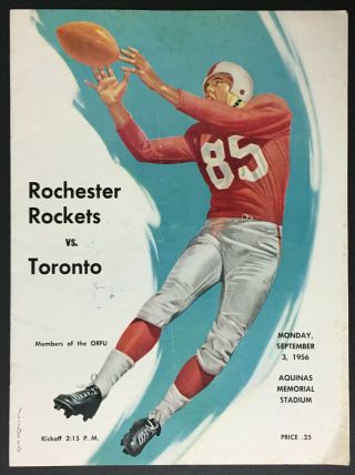 1956 Ontario Rugby Football Union Program Toronto Balmy Beach Rochester Rockets