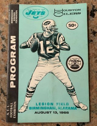 1966 Ny Jets Vs Houston Oilers Football Program Legion Field Bham,  Al Joe Namath