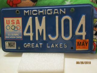 1996 Michigan Great Lakes Us Olympic Education Center License Plate 4mjo4