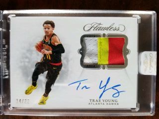 2018 - 19 Panini Flawless Trae Young Rpa Game - Worn 4 Clr Prime Patch Auto 14/22