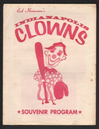 1960s Indianapolis Clowns Negro Baseball League Program W/ Pic Hank Aaron Hamman