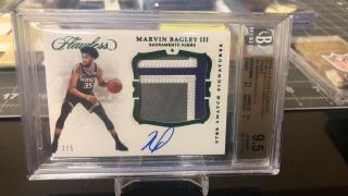 Marvin Bagley 2018 - 19 Panini Flawless Rookie Patch Auto /5 Bgs 9.  5/10 Pop 1/1