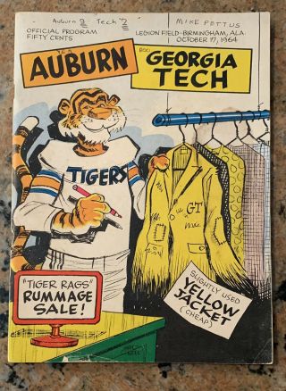 1964 Auburn Vs Georgia Tech Football Program Phil Neel Art