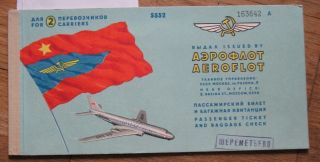 Aeroflot Boarding Pass Ticket Air Plane Craft Ways Russian Ty 104 Tu Flag Prague