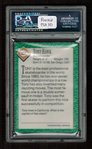 PSA 10 TONY HAWK 1990 S.  I for Kids Rookie Card 152 THE HIGHEST EVER GRADED 1/1 2