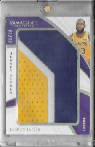 2018 - 19 Panini Immaculate Jumbo Patch Jersey Number Lakers Lebron James 6/14