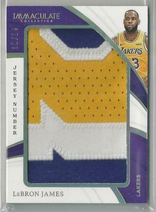 2018 - 19 Immaculate Jersey Number Lebron James 3 Color Patch 10/14