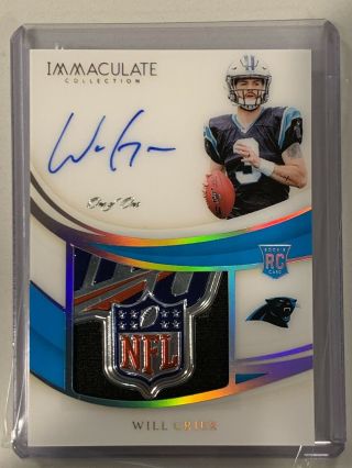 2019 Immaculate Will Grier Rpa Rc Rookie Patch Auto 100 Year Shield 1/1