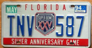 1994 Florida Specialty License Plate Number Tag – Bowl Xxv