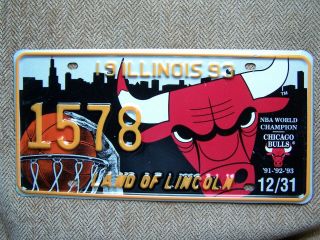 1993 Illinois Bulls License Plate.  200 Grams