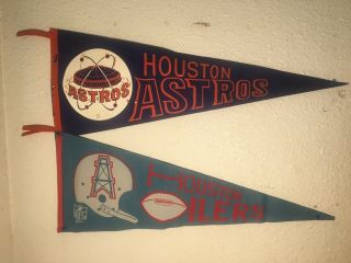 1967 Houston Oilers Pennant And 1969 Houston Astro‘s Pennant Full Size