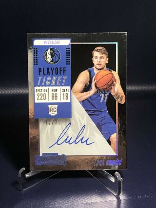2018 - 19 Contenders Playoff Ticket Luka Doncic Auto /35 Rookie Variation Rc Mavs