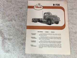 Rare Mack Trucks 1955 Model B73s Dealer Sales Brochure