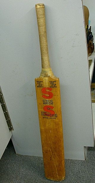 Antique Stuart Sunridge Willow Cricket Bat Witham England Wellinham Signed 32 "