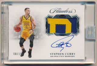 Stephen Curry 2018/19 Panini Flawless Autograph 2 Color Game Worn Patch Auto /15