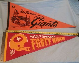 Nfl San Francisco Forty Niners 49ers 2 Bar Helmet Giants Candlestick Vtg Pennant