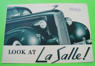 1937 Lasalle V - 8 Green - Tone Folder Brochure W/ Convertible Sedan Cadillac Xlnt
