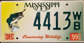 Mississippi Large Mouth Bass License Plate Conserving Wildlife