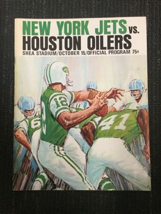 1967 York Jets Program - Nine Autographs Vs Houston Oilers - Afl - Football