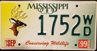 Mississippi Buck Deer License Plate Conserving Wildlife