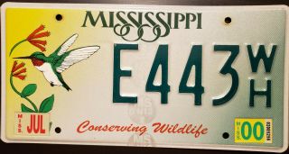 Mississippi Humming Bird License Plate Conserving Wildlife