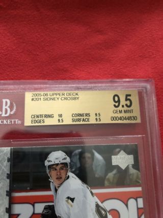 Sidney Crosby 2005 - 06 Upper Deck Young Guns Rookie Graded 9.  5 3