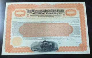 1948 Stock Bond Certificate The Washington Central Railway Company Railroad