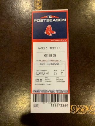 Boston Red Sox Los Angeles La Dodgers World Series Ticket 2018 Game 1