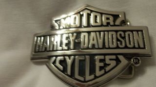 Harley Davidson Belt Buckle,  Chrome Bar & Shield Logo,  Bold And Bad Buckle