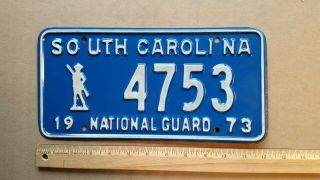 License Plate,  South Carolina,  1973,  National Guard,  Guardsman 4753