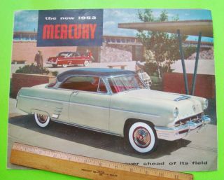 1953 Mercury Huge Color Folder Brochure Monterey Woodie Wagon Converible Vg,