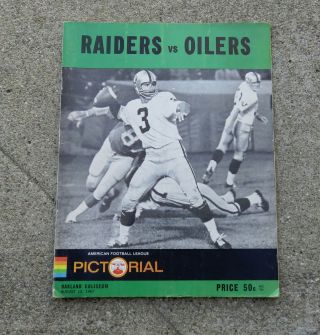 Aug 12 1967 Afl Oakland Raiders Vs Houston Oilers Football Program