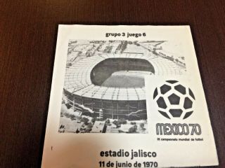 1970 Mexico Fifa World Cup England V Checoslovaquia Official Program Football