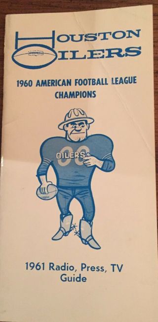 1961 Houston Oilers / Afl Media Guide – Rare Pro Football Find
