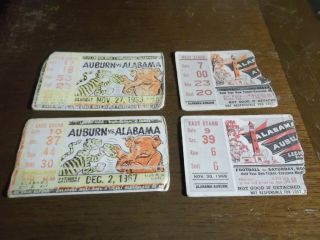 4 Auburn Alabama Football Ticket Stubs 1964 1965 1967 1968