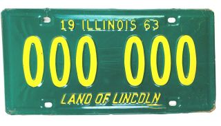 Illinois 1963 License Plate Garage Sample All Zeros John Deere Tag Man Cave Gift