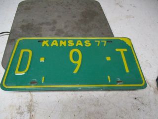 1977 Kansas Dealer License Plate Car Tag D - 9 - T