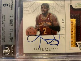 Kyrie Irving 2012 - 13 National Treasures Rookie Patch Auto Rc Bgs 9/10.  5 Away