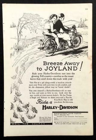 1931 Harley Davidson Breeze Away To Joyland " Motorcycle Ad