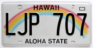 Hawaii " Rainbow " Aloha State License Plate,  Ljp 707,  Maui Vacation,  Waikiki