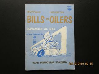 Vintage 1963 Houston Oilers @ Buffalo Bills Game Program