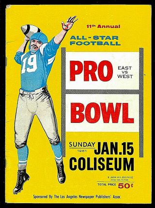 1961 Pro Bowl Football Program Jim Brown Johnny Unitas Bart Starr Exc.