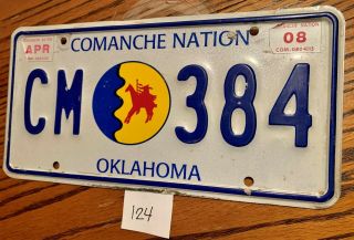 (124) Oklahoma Tribal Indian License Plate Tag - Comanche Nation
