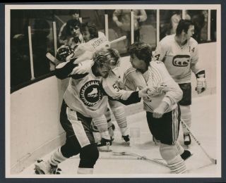 1973 " Hockey Fight ",  Wha Fist Fight Between Golden Blades And Cougars Rare Photo