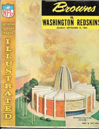 Sep 15,  1963 Cleveland Browns Vs Washington Redskins Vintage Football Program